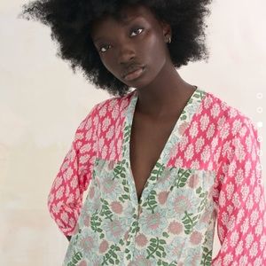 NWOT block-print midi dress